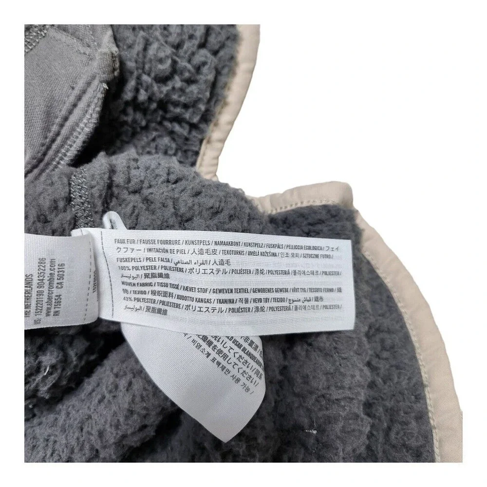 Abercrombie & Fitch Pullover Womens Medium Gray Soft A F Sherpa Fleece 1/4 Zip - Picture 4 of 12